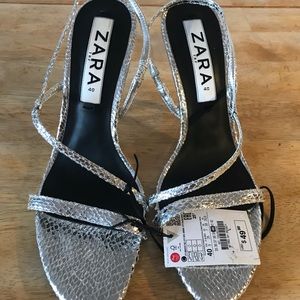 Zara Women’s Silver Stilettos, NWT Size 9